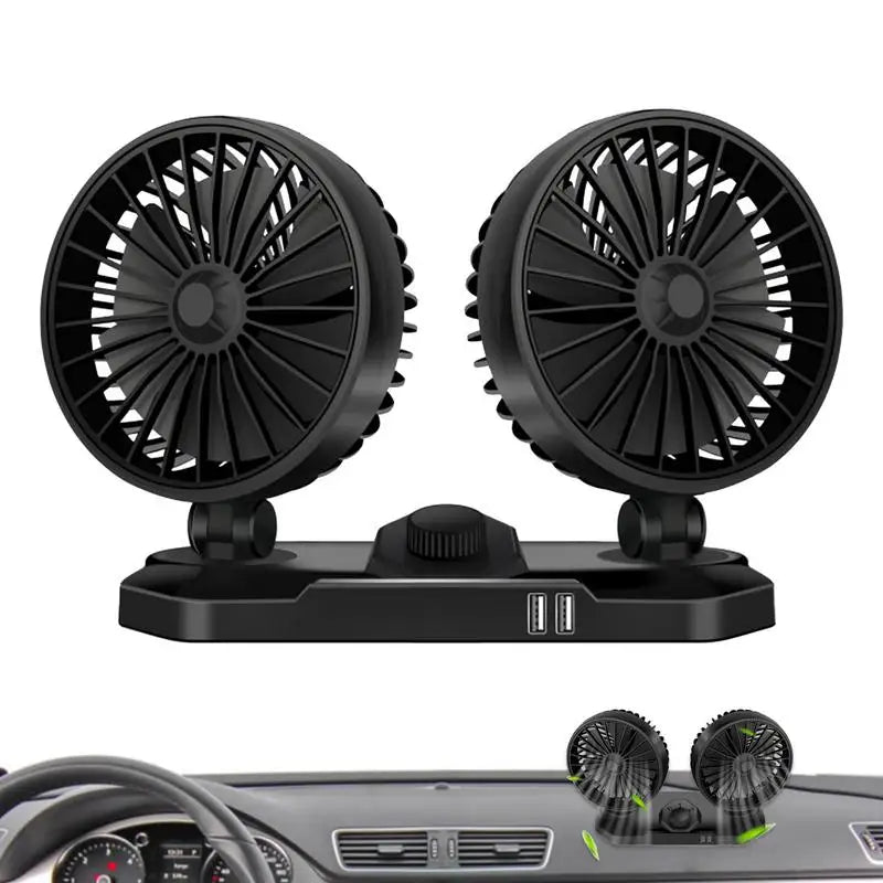 655g Car Seat Back Cooling Fan - USB Rechargeable Dual Head Fans with Strong Rotation for Summer Car Accessories