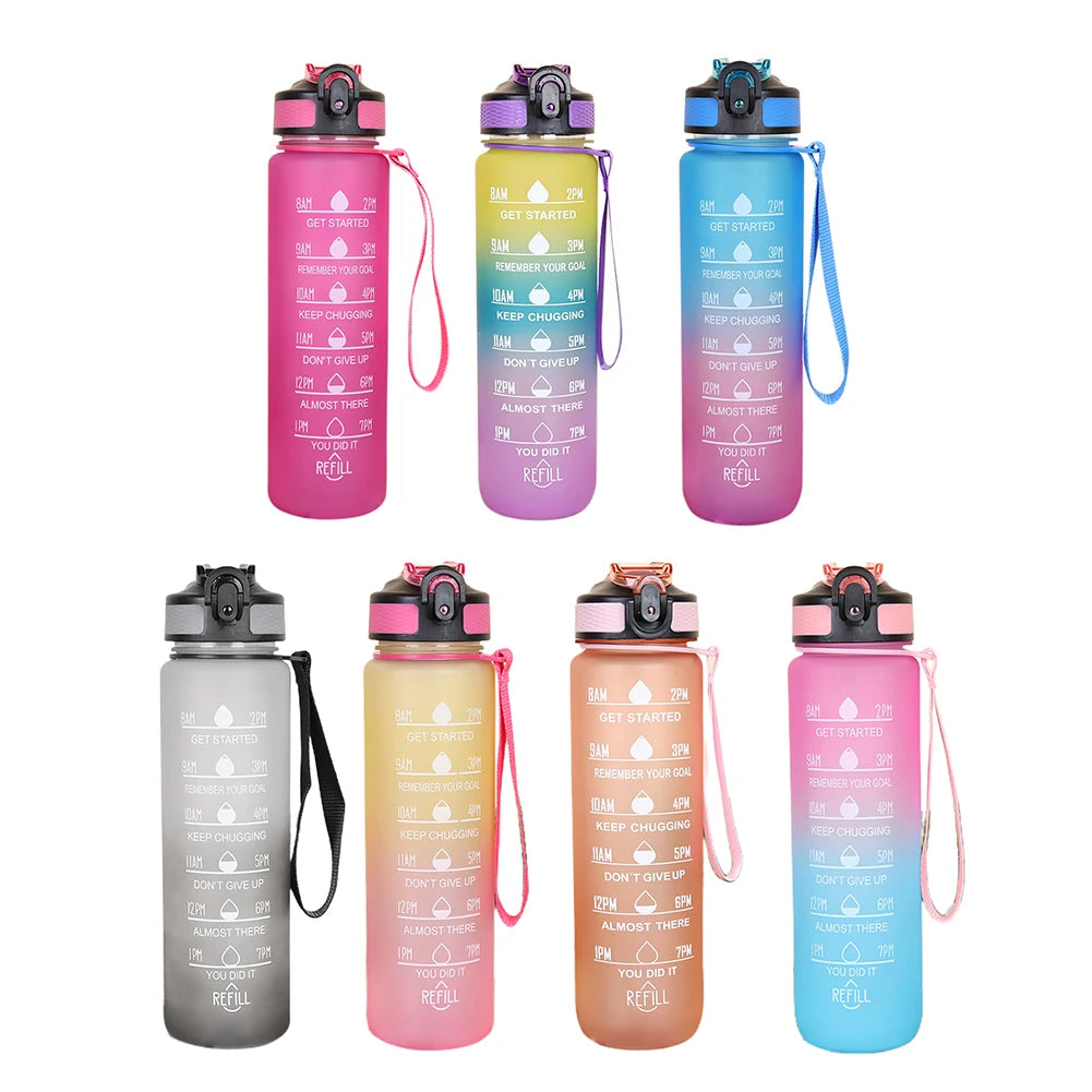 1L Leakproof Motivational Water Bottle for Gym, Travel, and Outdoor Use